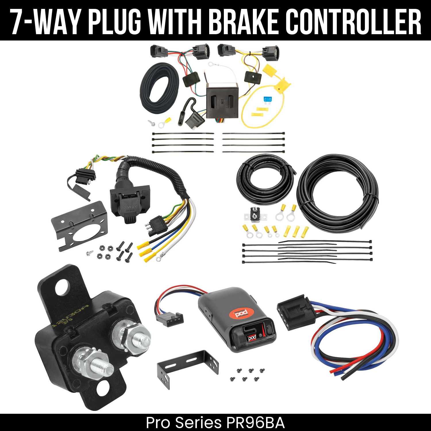 Trailer Wiring 7-Way Plug w/ Bracket , Pro Series POD Brake Control