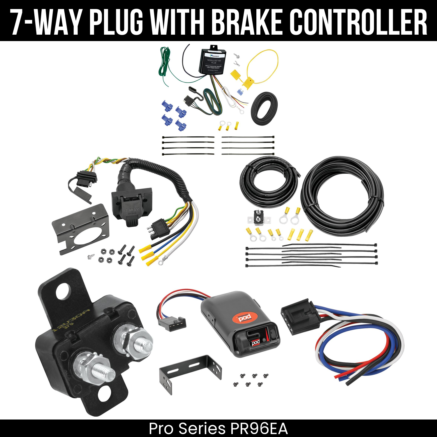 Trailer Wiring 7-Way Plug w/ Bracket , Pro Series POD Brake Control