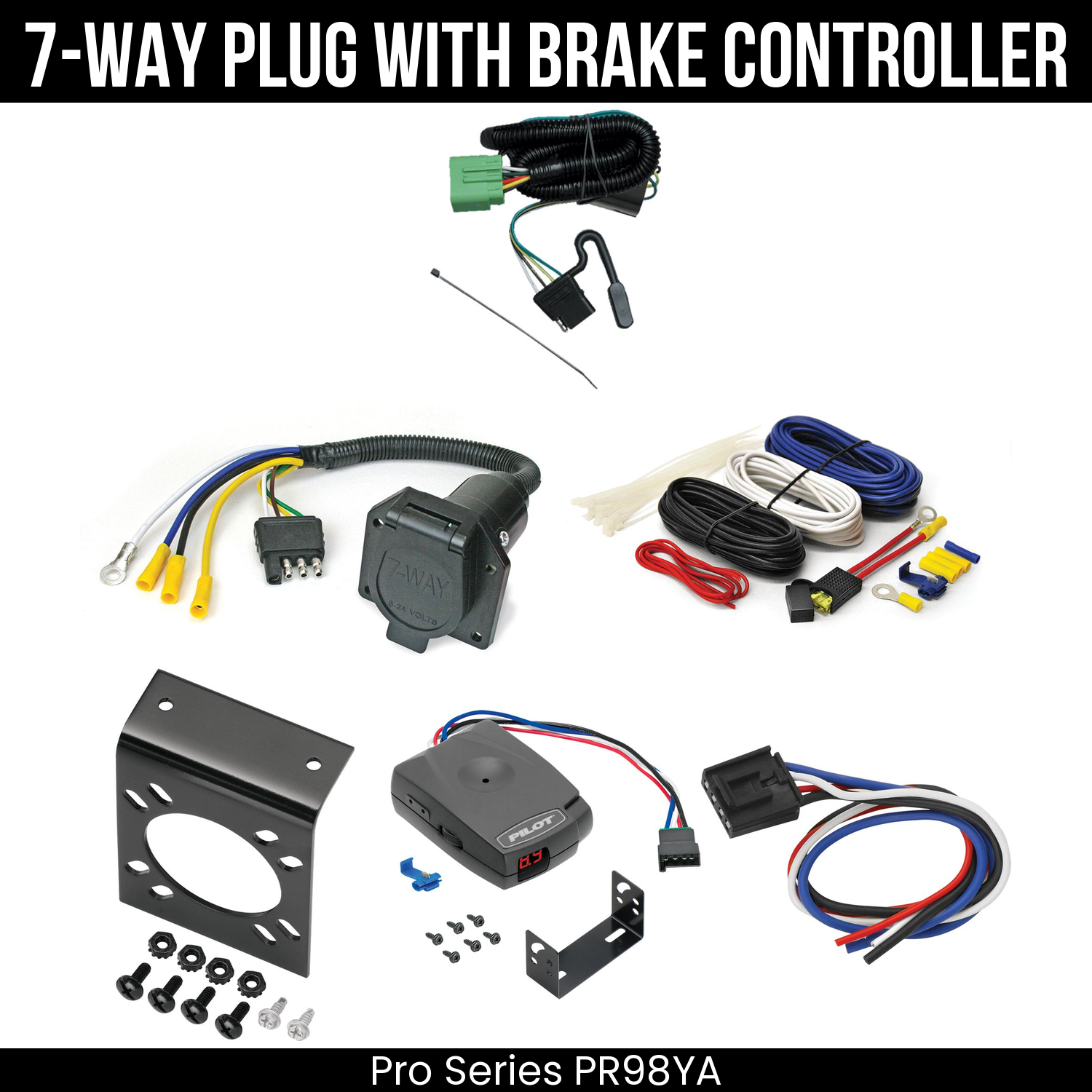 Trailer Wiring 7-Way Economy Plug w/ Bracket , Pro Series Pilot Brake Control