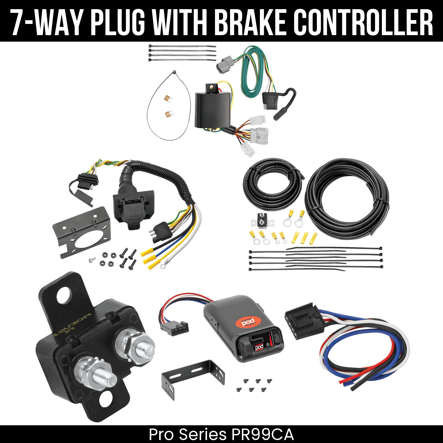 Trailer Wiring 7-Way Plug w/ Bracket , Pro Series POD Brake Control