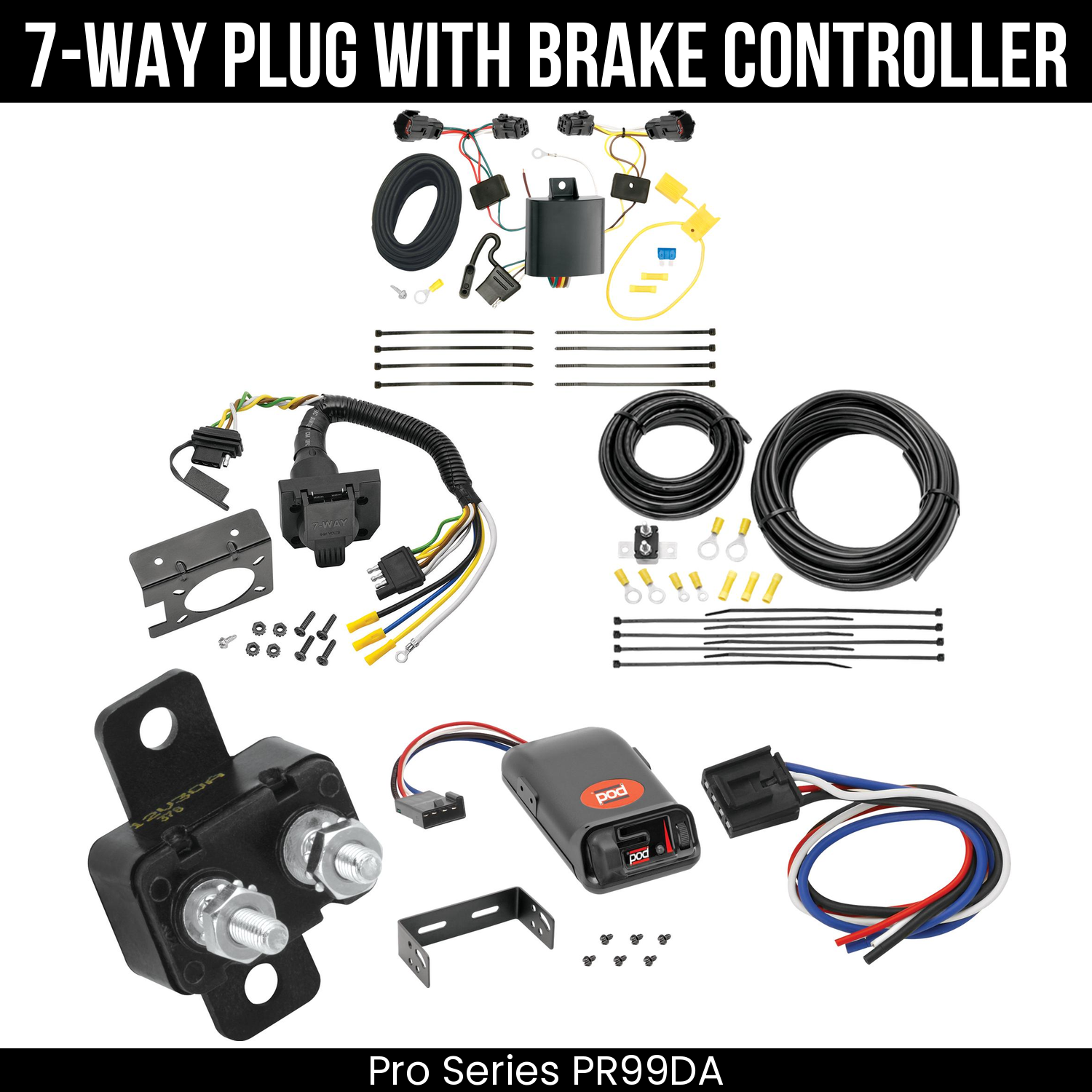 Trailer Wiring 7-Way Plug w/ Bracket , Pro Series POD Brake Control