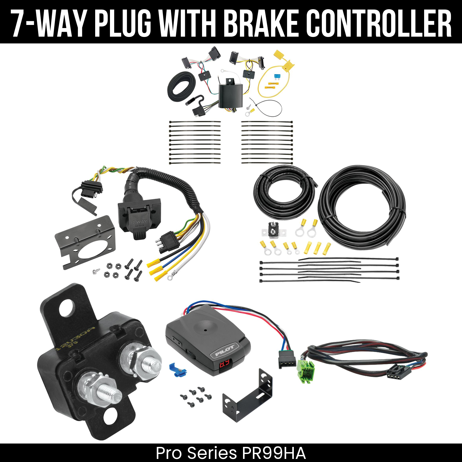 Trailer Wiring 7-Way Plug w/ Bracket , Pro Series Pilot Brake Control
