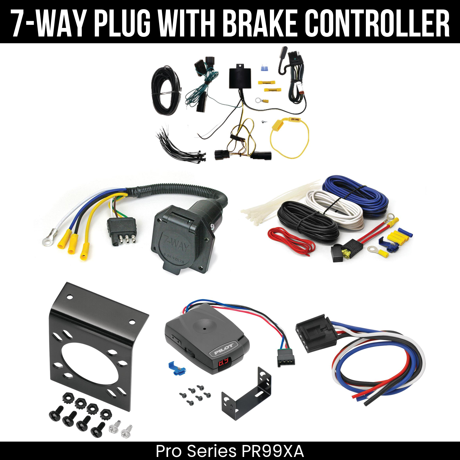 Trailer Wiring 7-Way Economy Plug w/ Bracket , Pro Series Pilot Brake Control