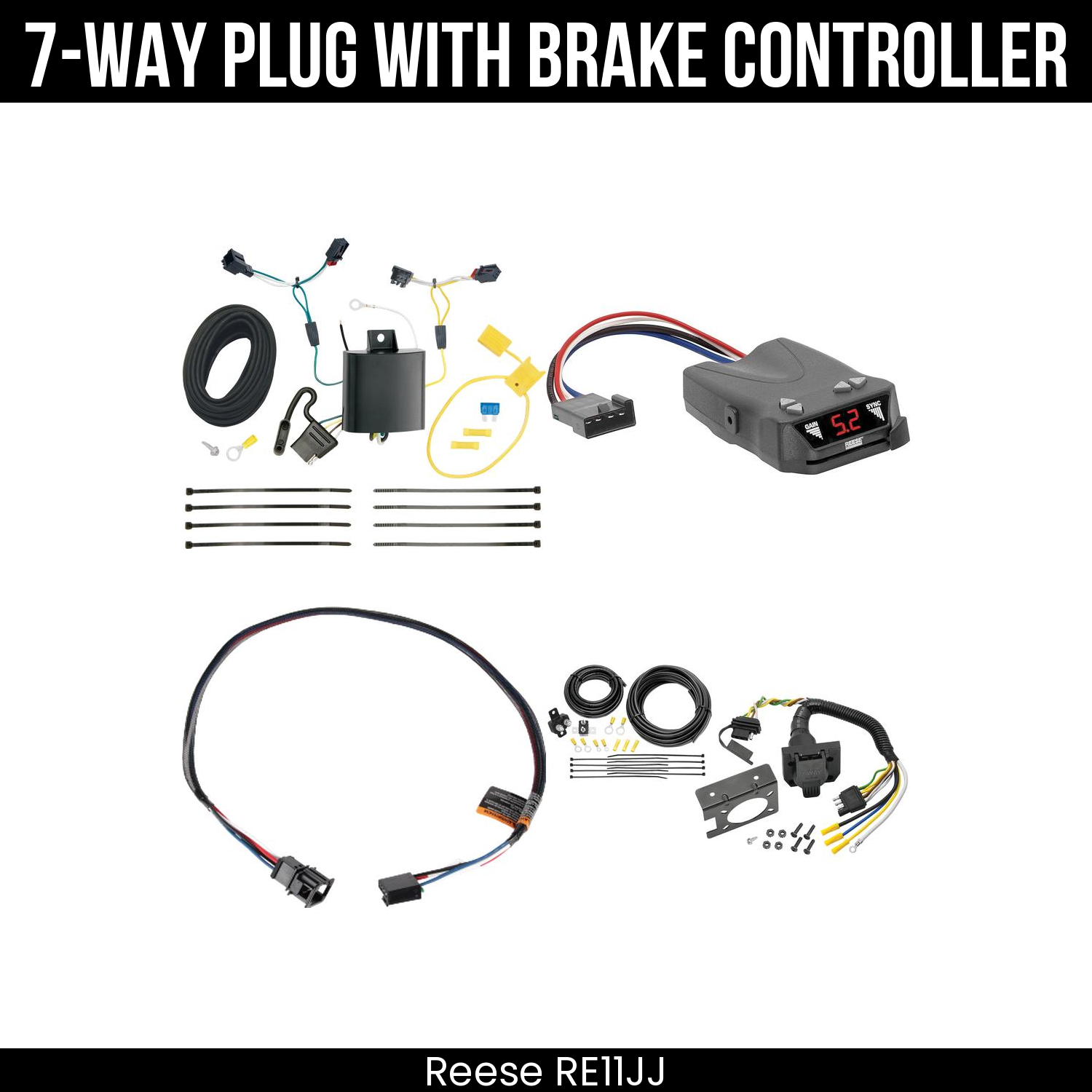 Trailer Wiring 7-Way Plug w/ Bracket , Reese Brakeman IV Brake Control