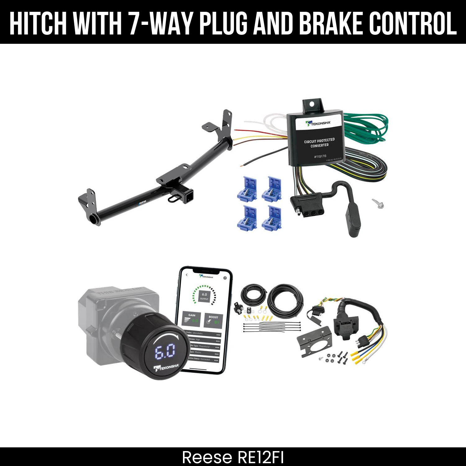 Reese RE12FI Hitch With 7 Way Plug And Brake Control Bundle Featureimg