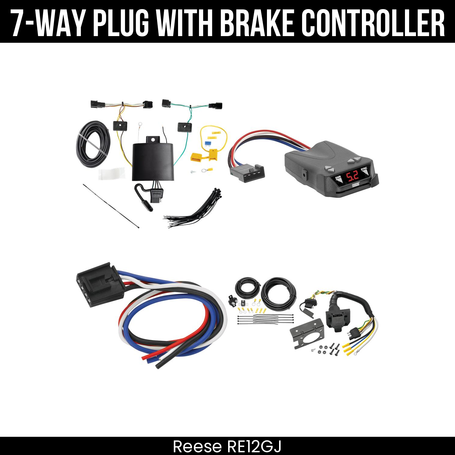 Trailer Wiring 7-Way Plug w/ Bracket , Reese Brakeman IV Brake Control