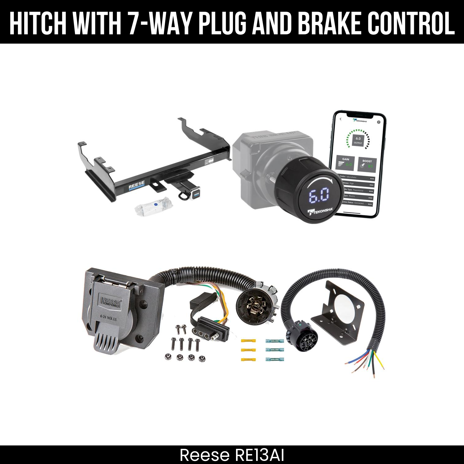 Reese RE13AI Hitch With 7 Way Plug And Brake Control Bundle Featureimg