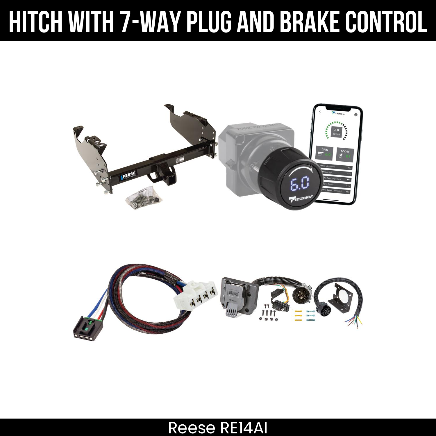 Reese RE14AI Hitch With 7 Way Plug And Brake Control Bundle Featureimg