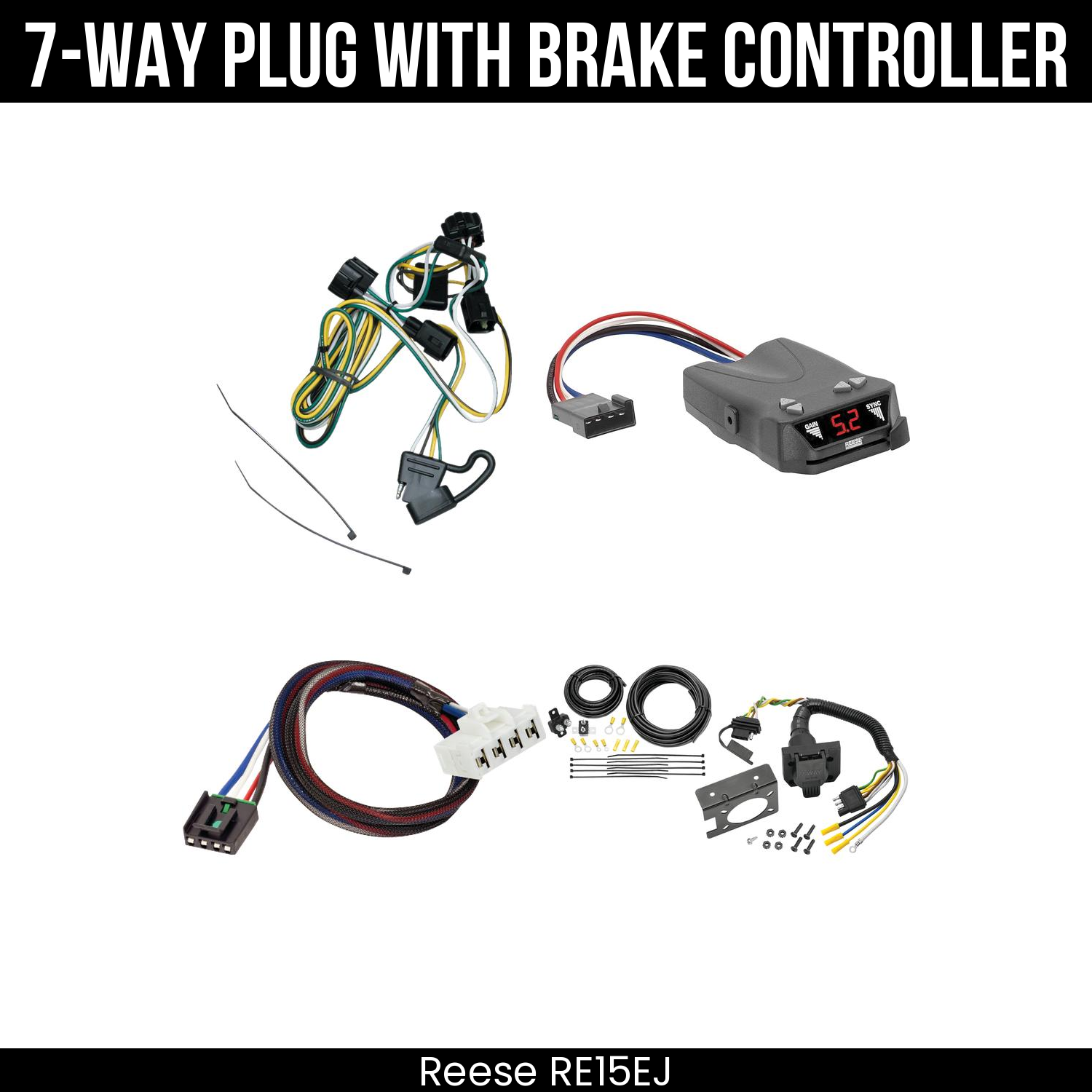 Trailer Wiring 7-Way Plug w/ Bracket , Reese Brakeman IV Brake Control