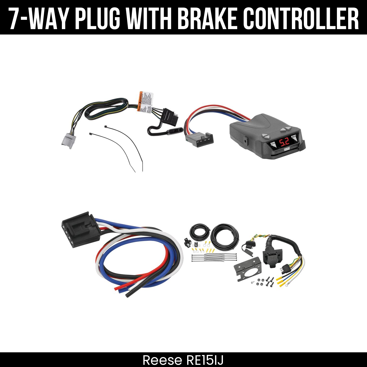 Trailer Wiring 7-Way Plug w/ Bracket , Reese Brakeman IV Brake Control