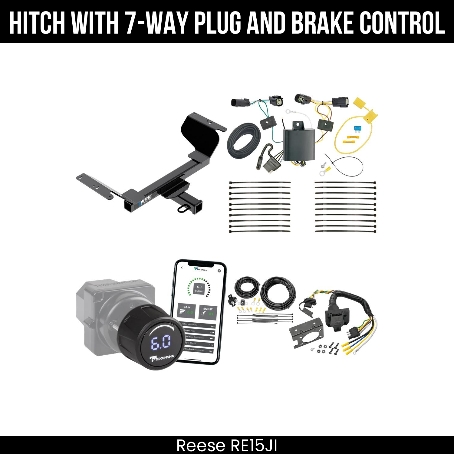 Reese RE15JI Hitch With 7 Way Plug And Brake Control Bundle Featureimg