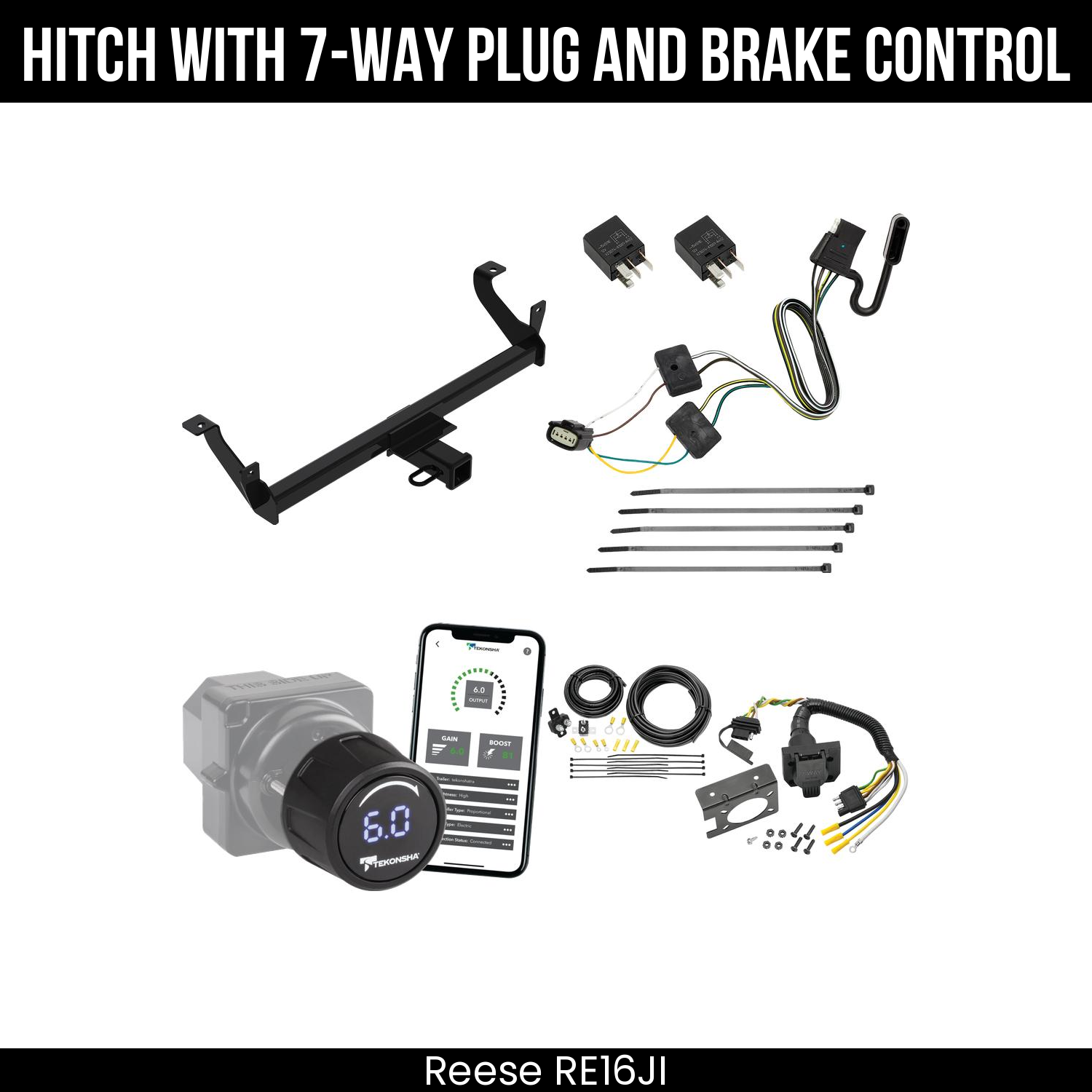 Reese RE16JI Hitch With 7 Way Plug And Brake Control Bundle Featureimg