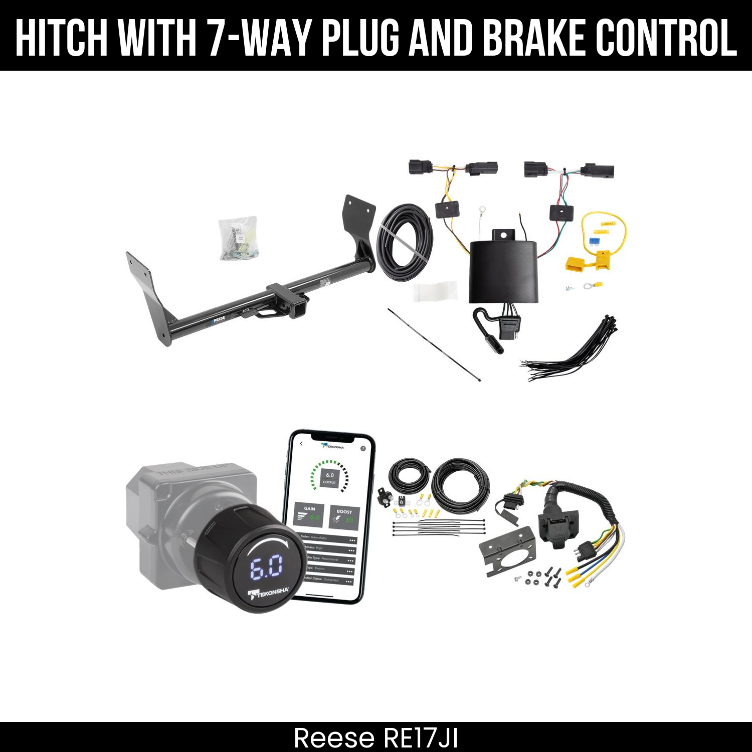 Reese RE17JI Hitch With 7 Way Plug And Brake Control Bundle Featureimg