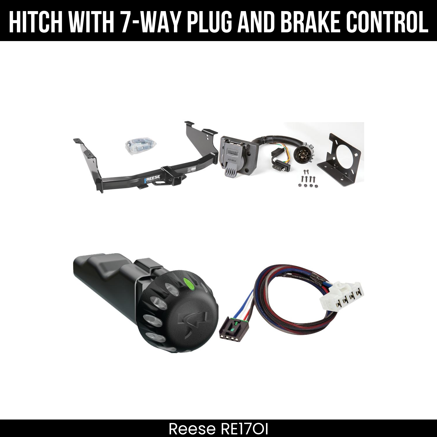 Reese RE17OI Hitch With 7 Way Plug And Brake Control Bundle Featureimg