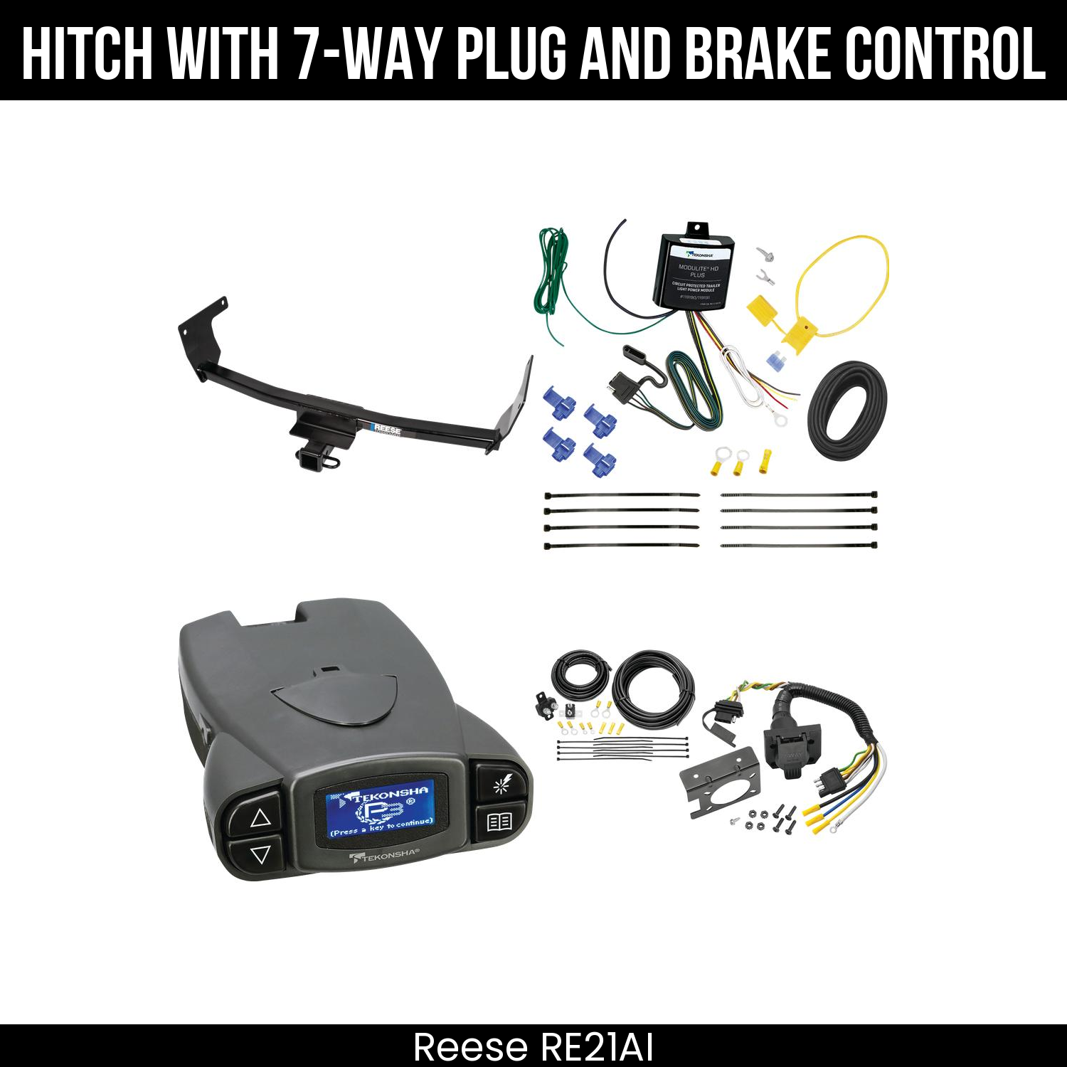 Reese RE21AI Hitch With 7 Way Plug And Brake Control Bundle Featureimg
