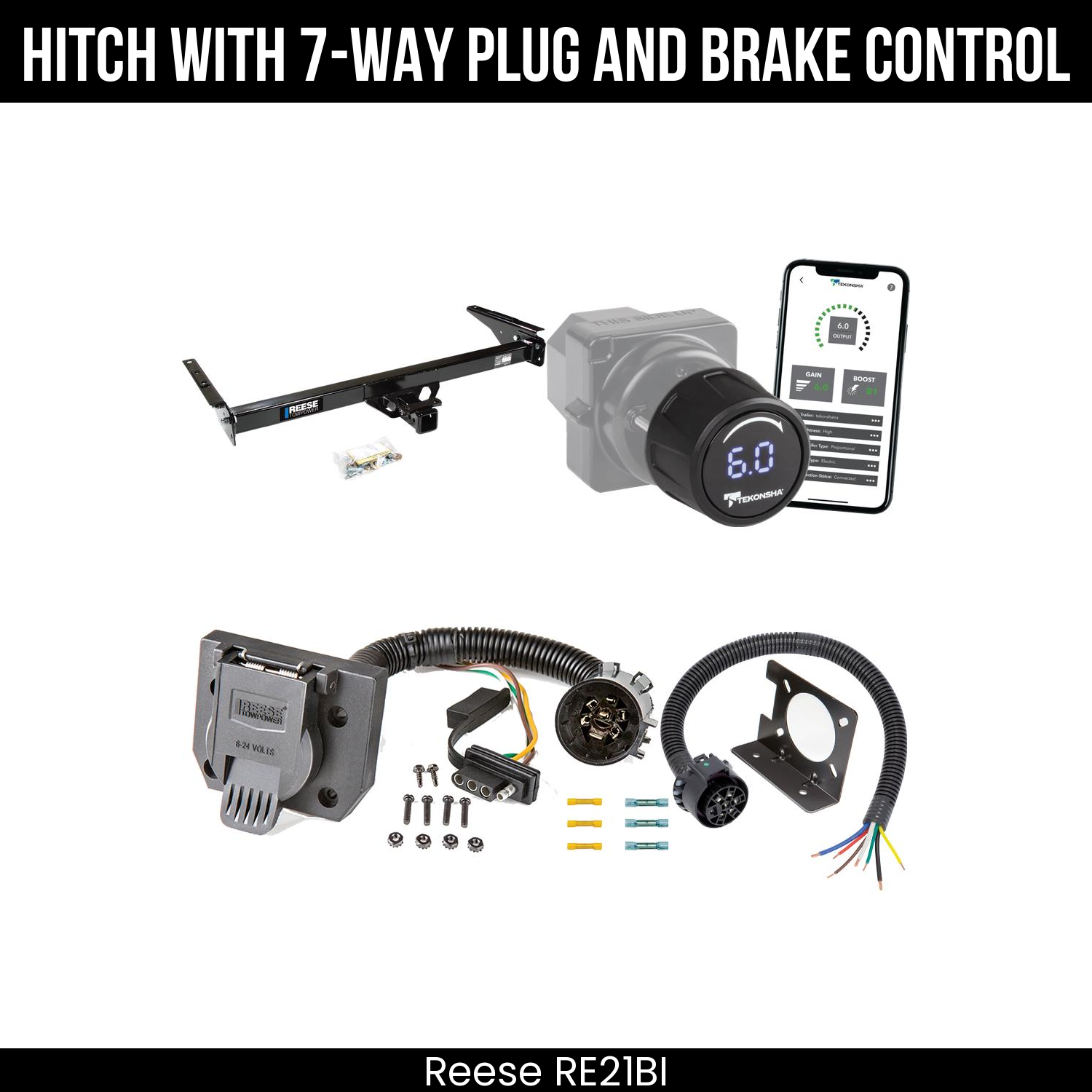 Reese RE21BI Hitch With 7 Way Plug And Brake Control Bundle Featureimg
