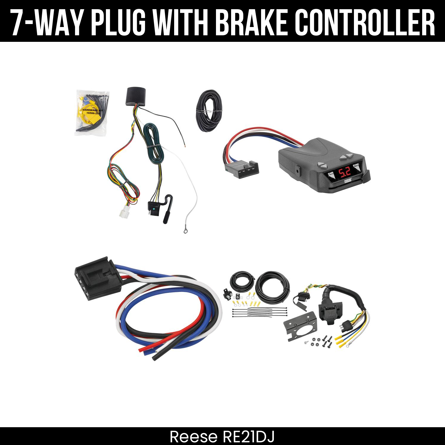 Trailer Wiring 7-Way Plug w/ Bracket , Reese Brakeman IV Brake Control