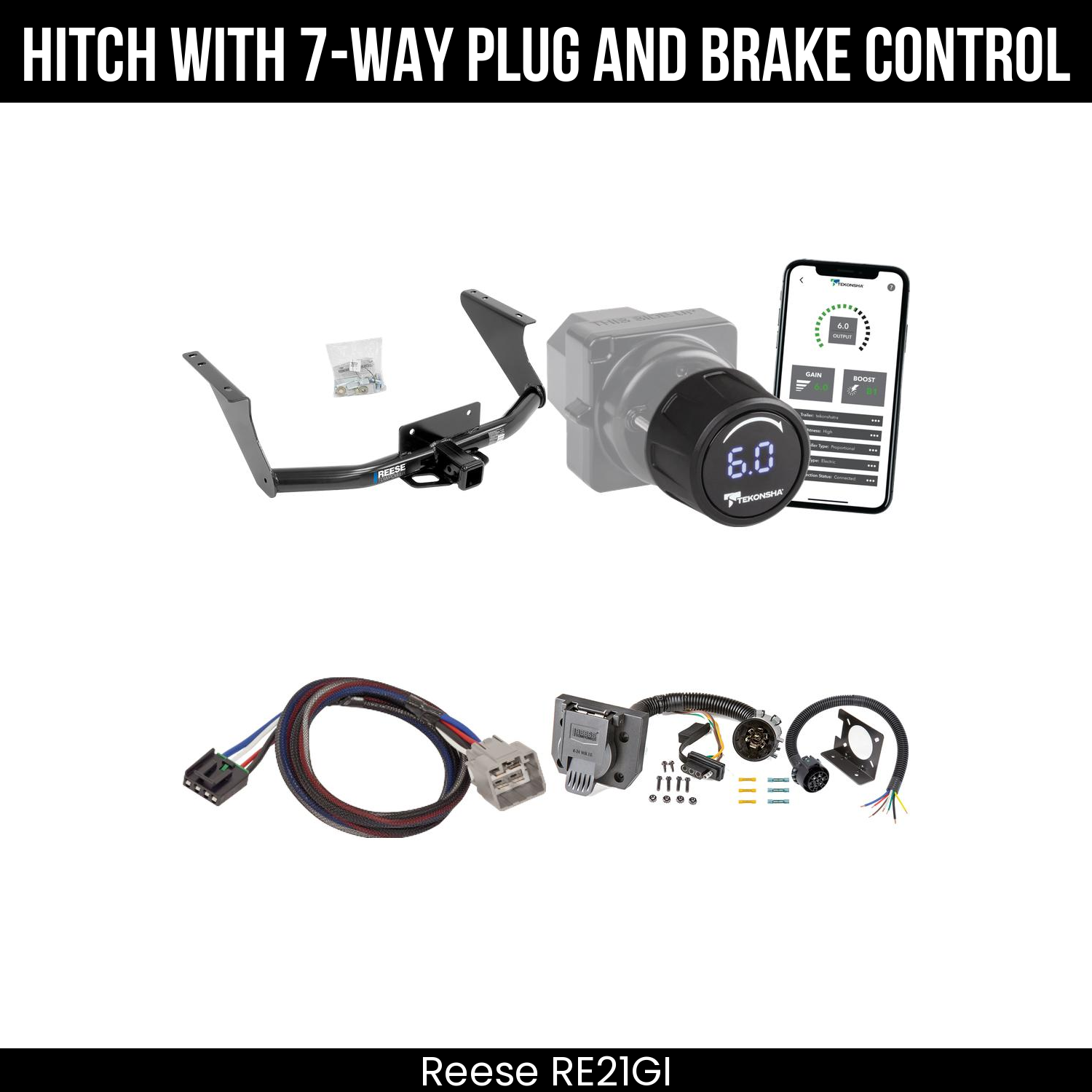Reese RE21GI Hitch With 7 Way Plug And Brake Control Bundle Featureimg