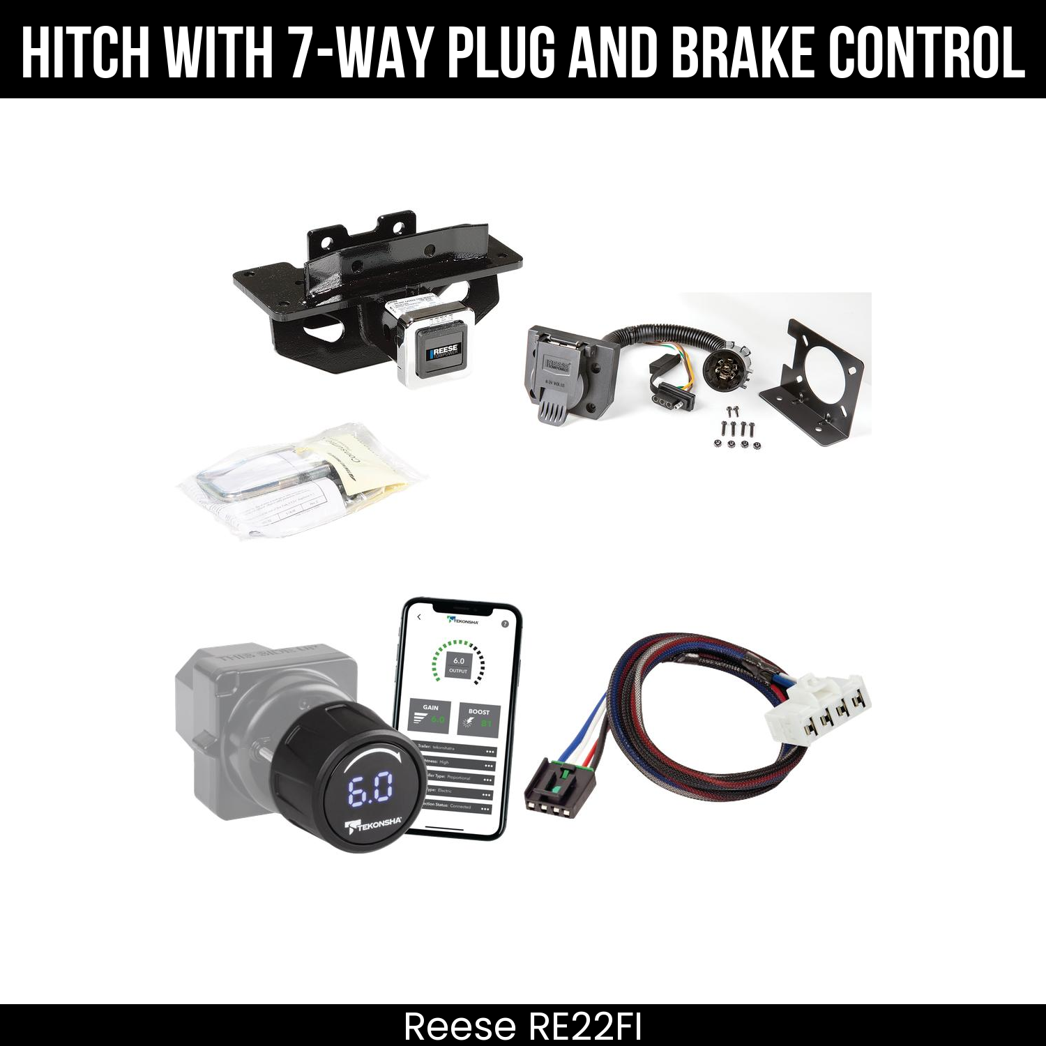 Reese RE22FI Hitch With 7 Way Plug And Brake Control Bundle Featureimg