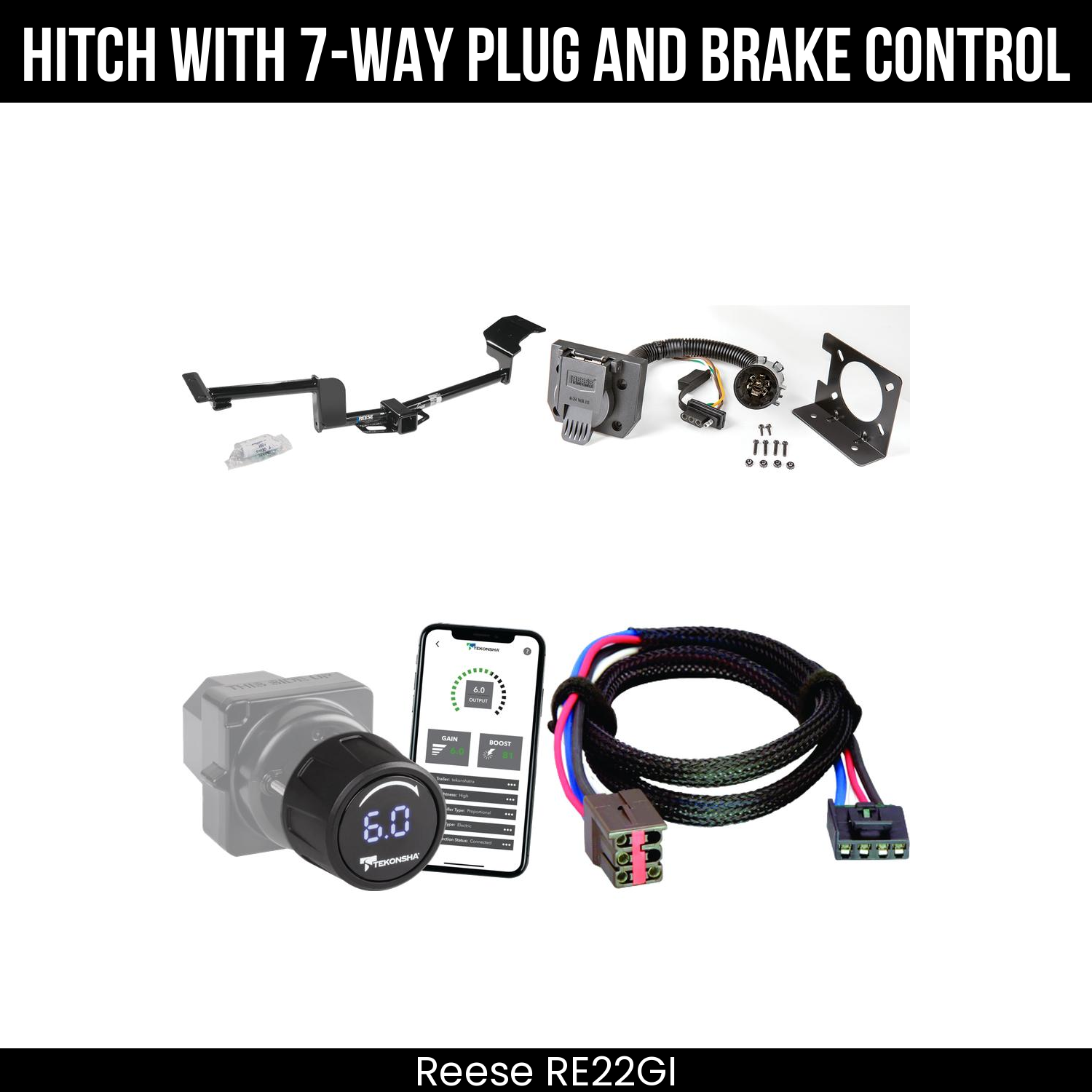 Reese RE22GI Hitch With 7 Way Plug And Brake Control Bundle Featureimg