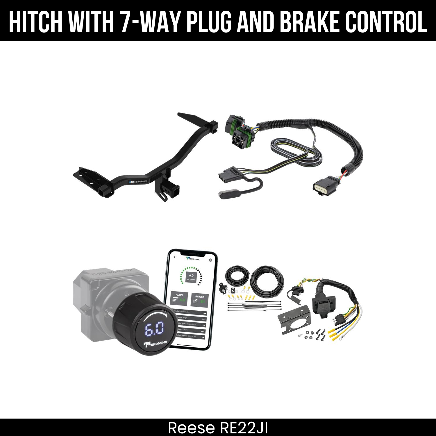 Reese RE22JI Hitch With 7 Way Plug And Brake Control Bundle Featureimg