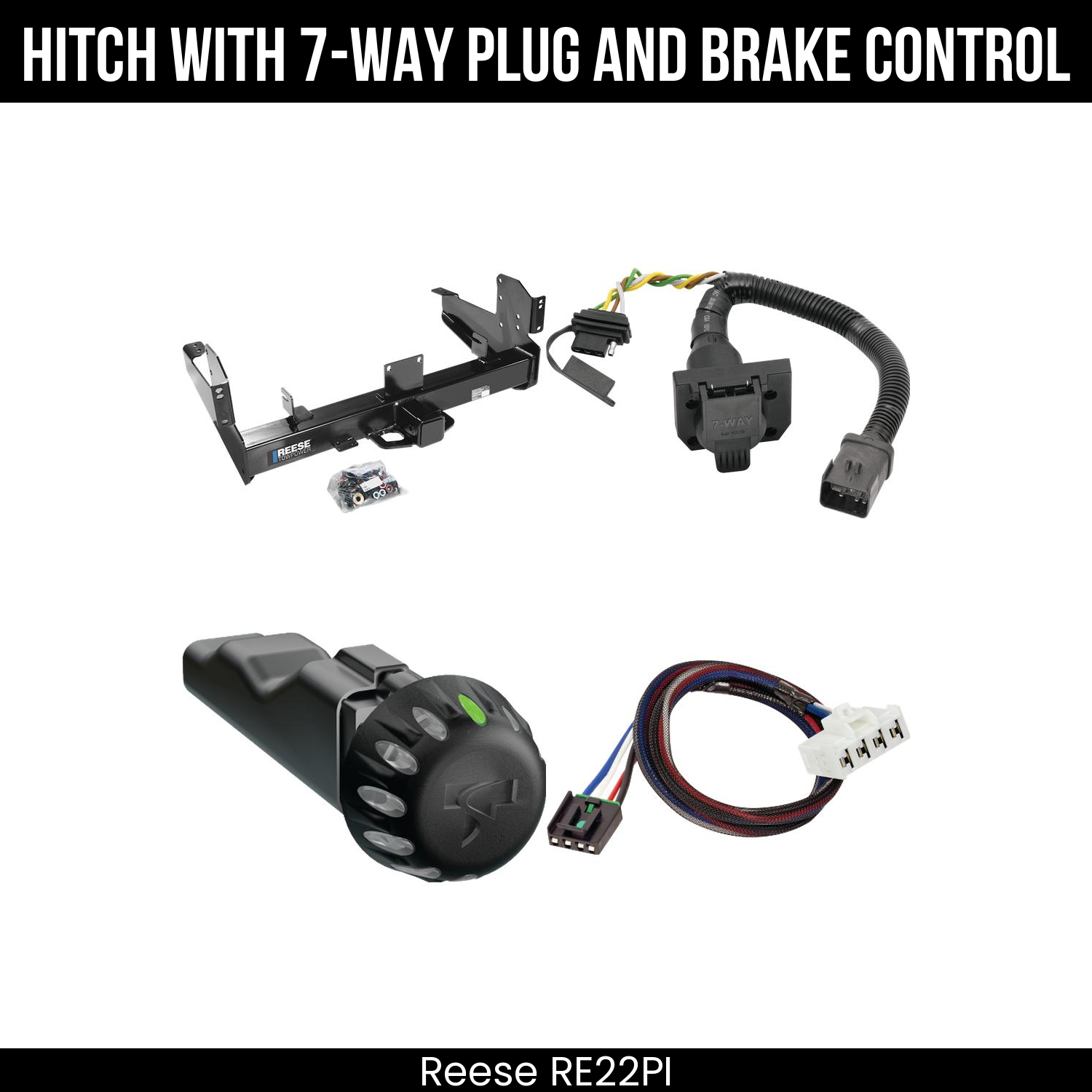Reese RE22PI Hitch With 7 Way Plug And Brake Control Bundle Featureimg