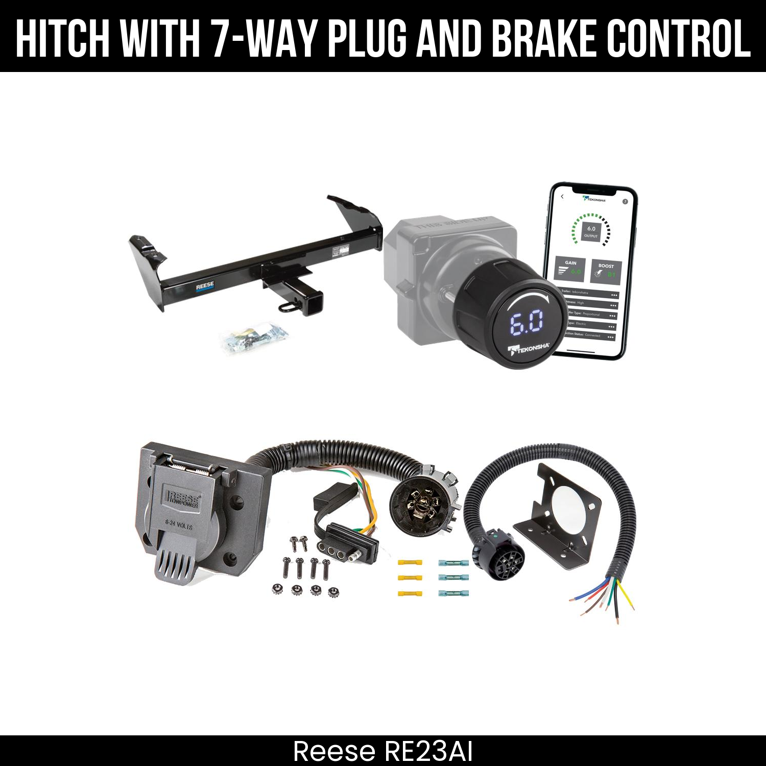 Reese RE23AI Hitch With 7 Way Plug And Brake Control Bundle Featureimg