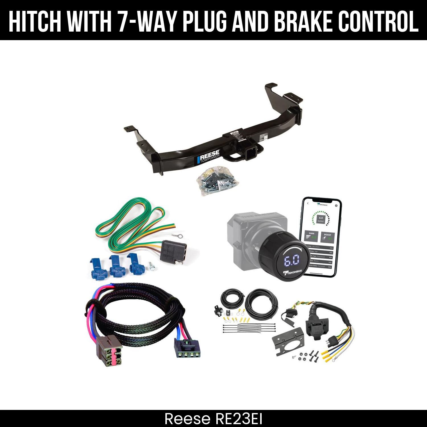 Reese RE23EI Hitch With 7 Way Plug And Brake Control Bundle Featureimg