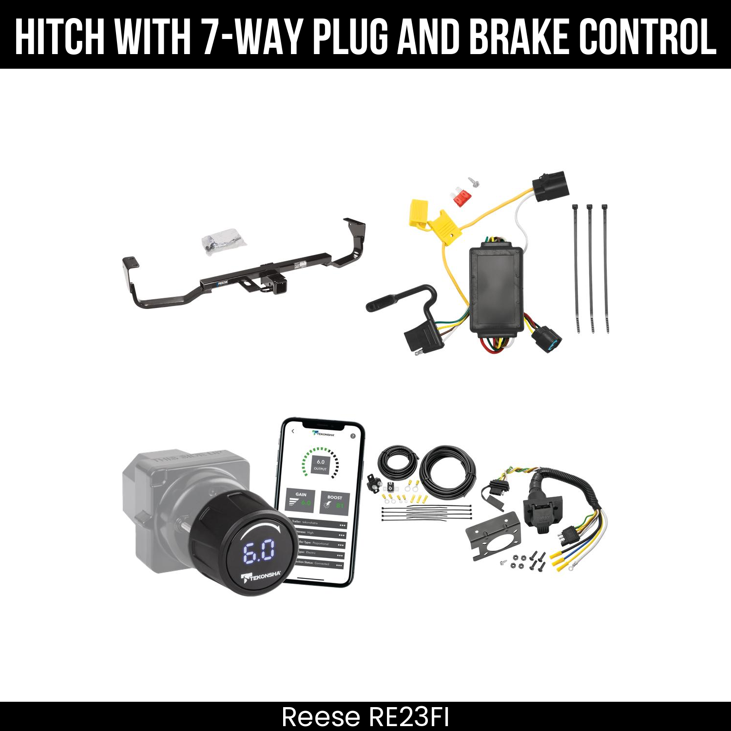 Reese RE23FI Hitch With 7 Way Plug And Brake Control Bundle Featureimg