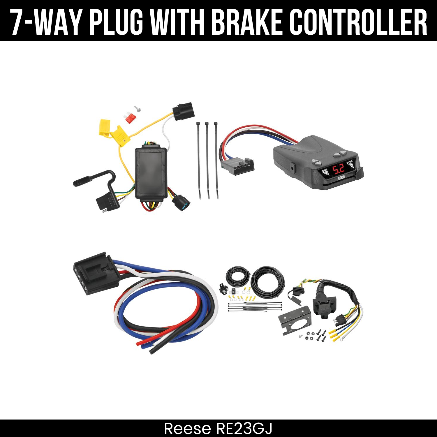 Trailer Wiring 7-Way Plug w/ Bracket , Reese Brakeman IV Brake Control