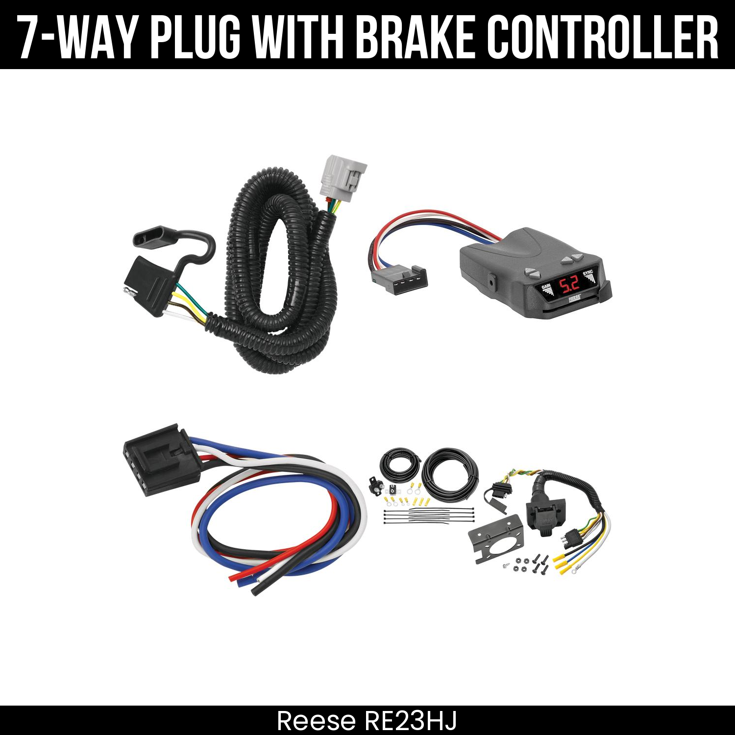 Trailer Wiring 7-Way Plug w/ Bracket , Reese Brakeman IV Brake Control