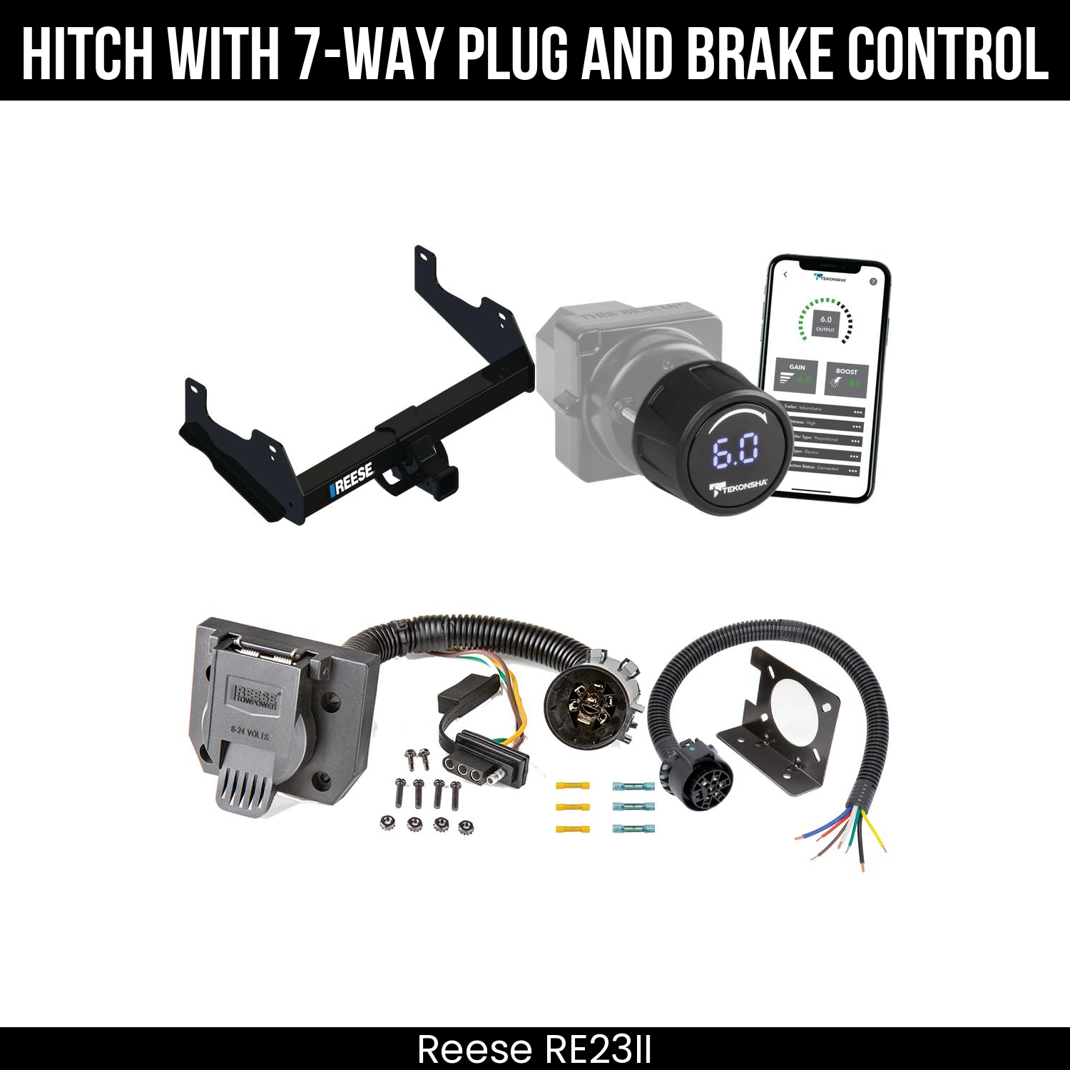 Reese RE23II Hitch With 7 Way Plug And Brake Control Bundle Featureimg