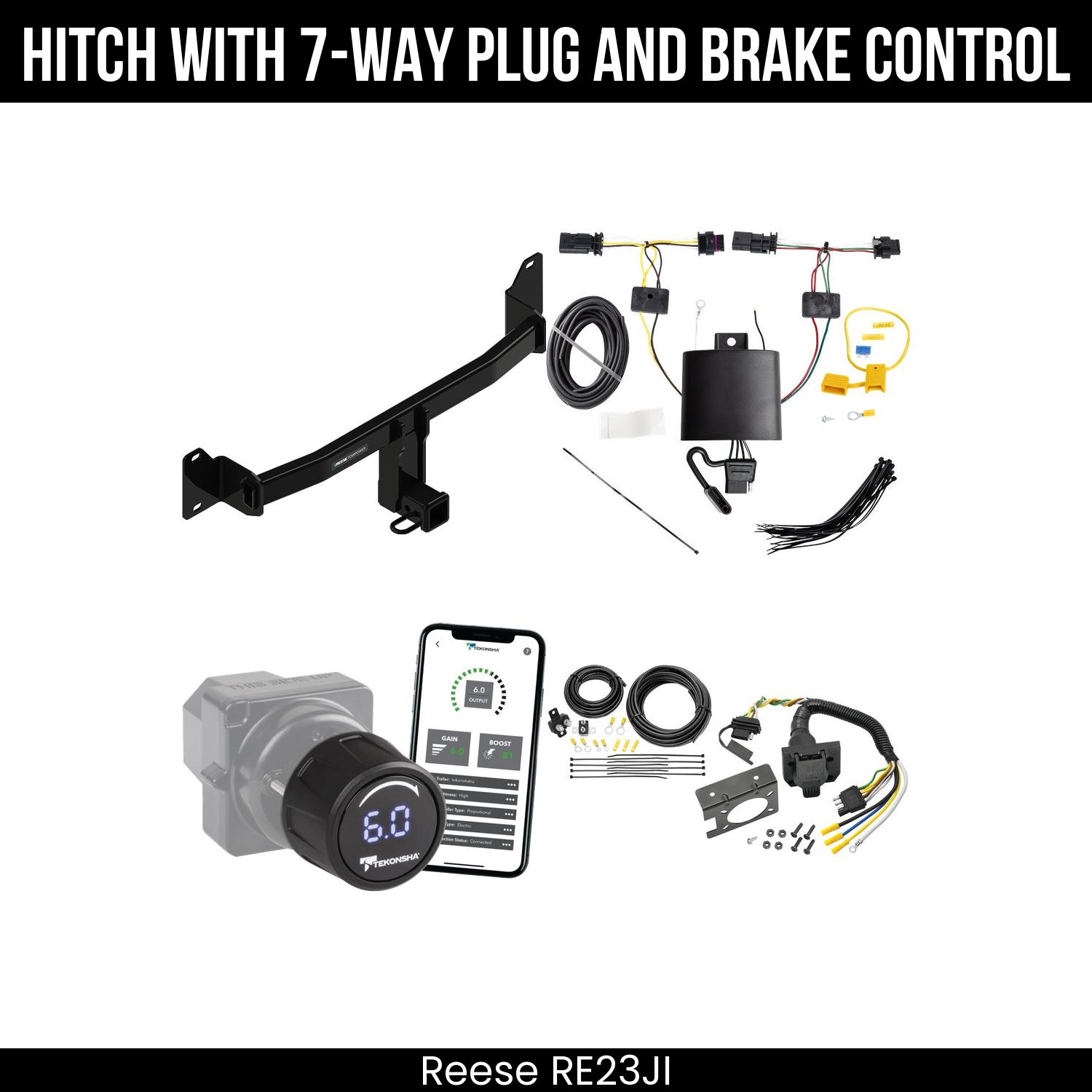 Reese RE23JI Hitch With 7 Way Plug And Brake Control Bundle Featureimg