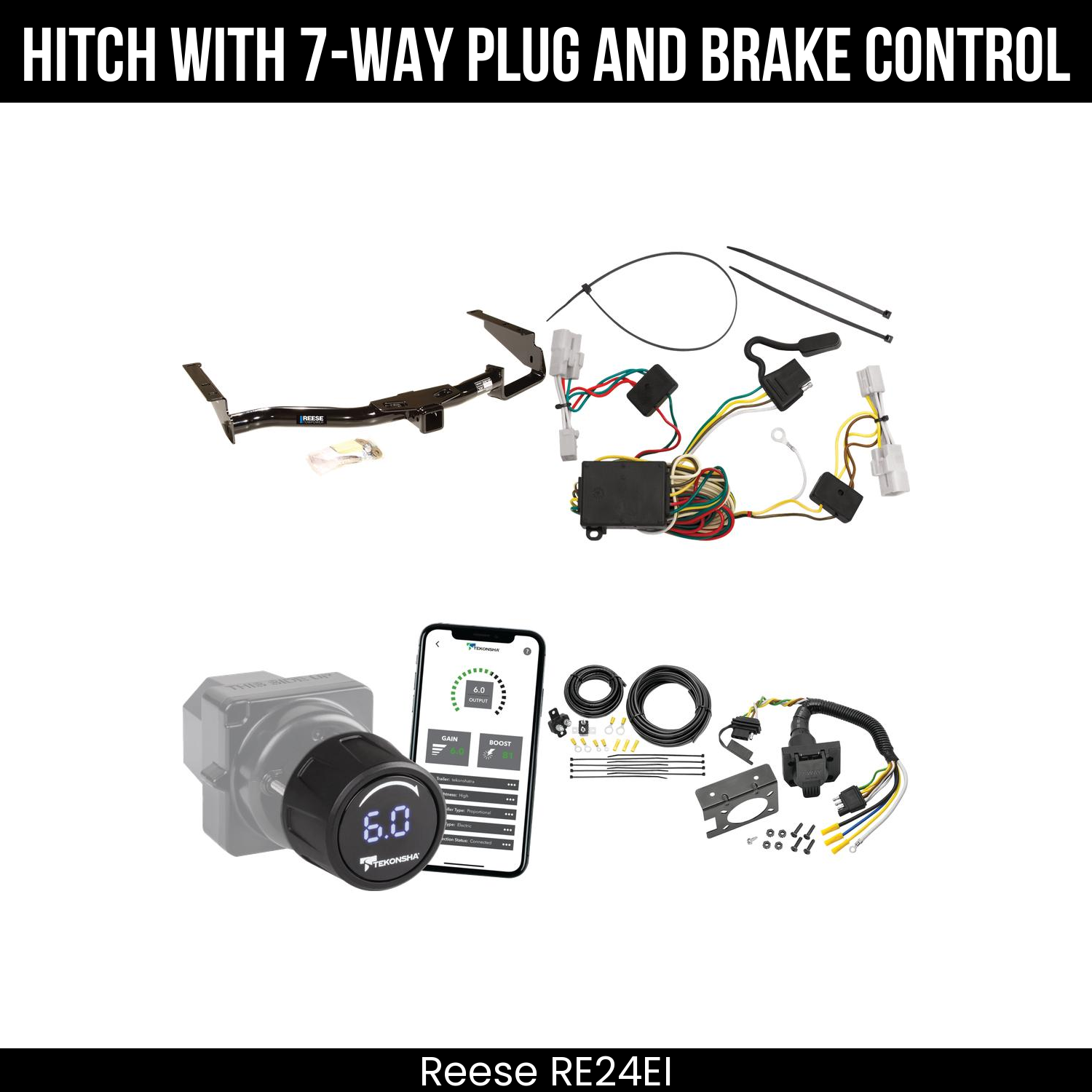 Reese RE24EI Hitch With 7 Way Plug And Brake Control Bundle Featureimg