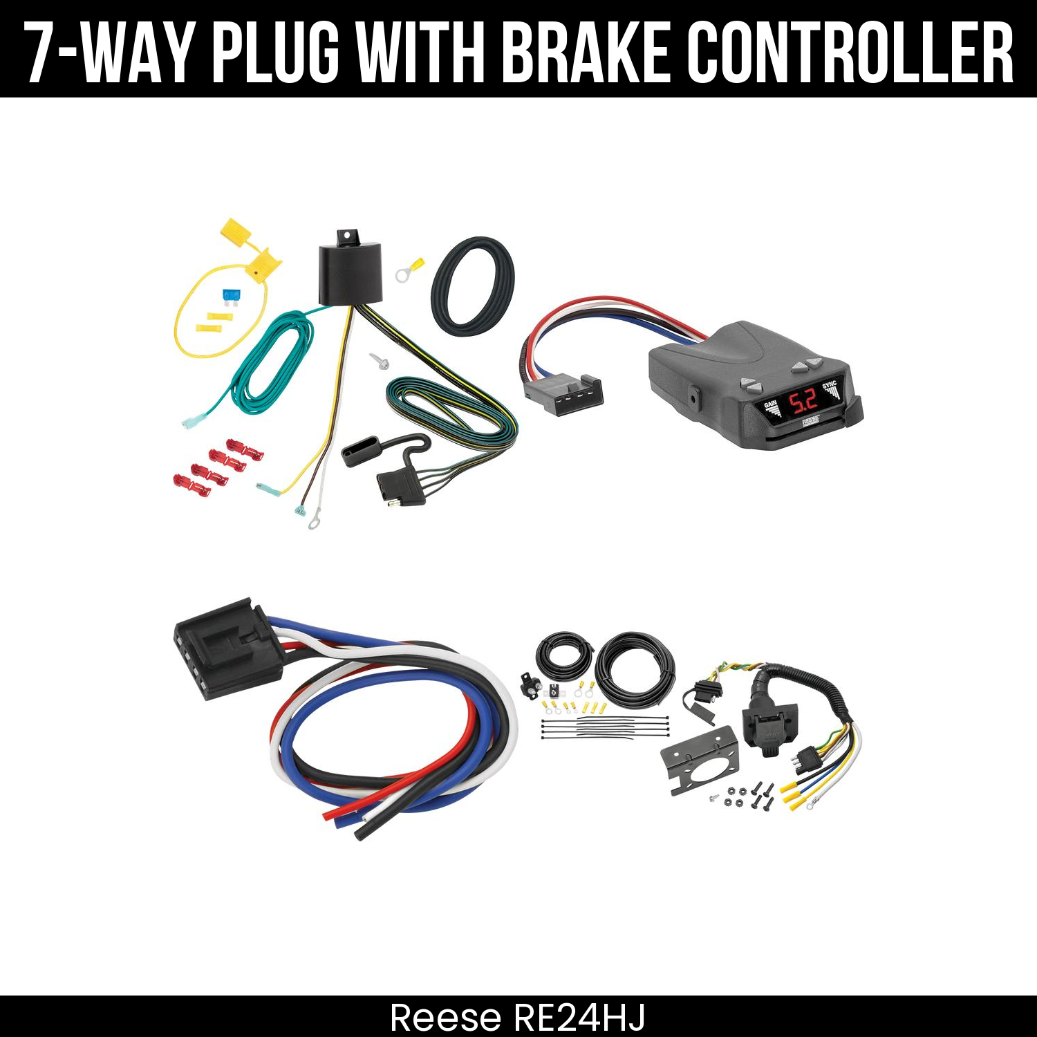 Trailer Wiring 7-Way Plug w/ Bracket , Reese Brakeman IV Brake Control