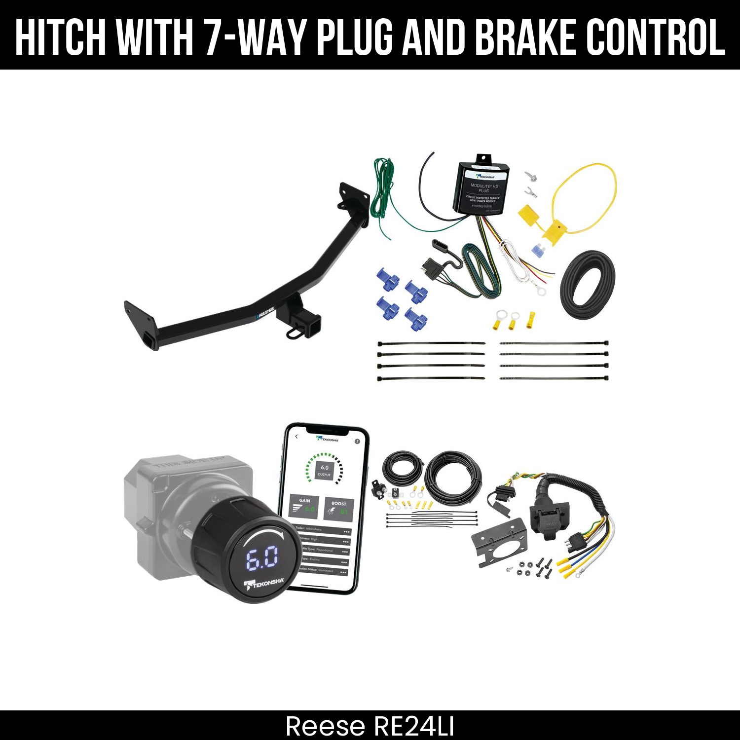 Reese RE24LI Hitch With 7 Way Plug And Brake Control Bundle Featureimg