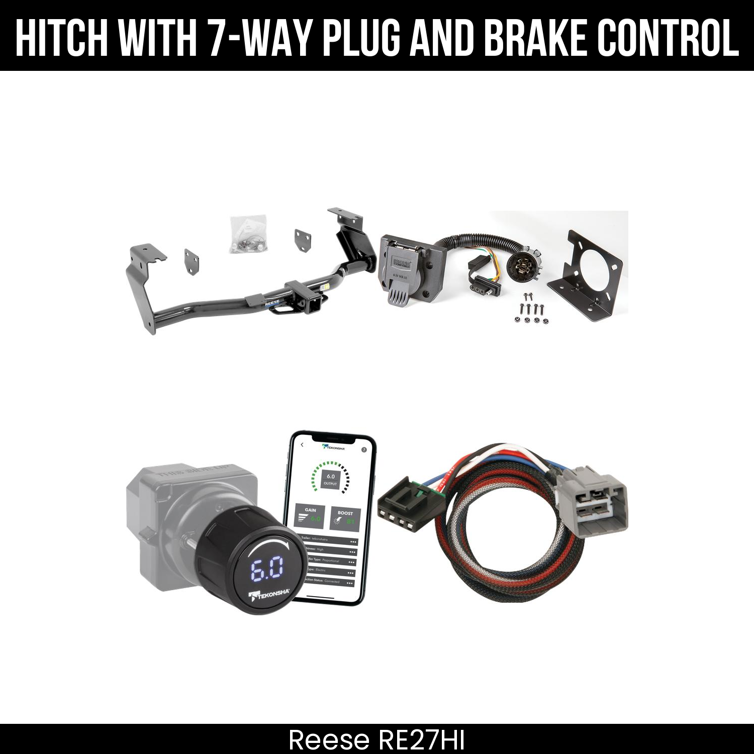 Reese RE27HI Hitch With 7 Way Plug And Brake Control Bundle Featureimg