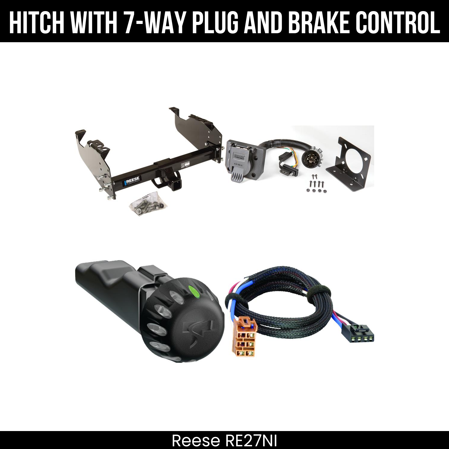 Reese RE27NI Hitch With 7 Way Plug And Brake Control Bundle Featureimg