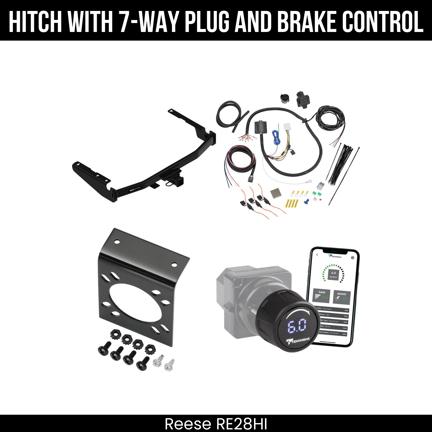 Reese RE28HI Hitch With 7 Way Plug And Brake Control Bundle Featureimg