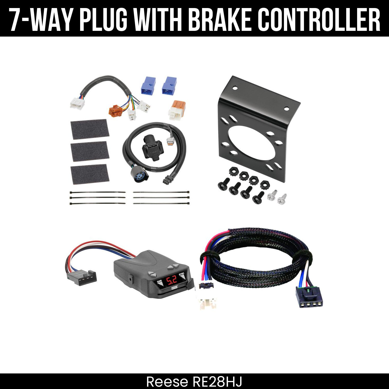Trailer Wiring 7-Way Plug w/ Bracket , Reese Brakeman IV Brake Control