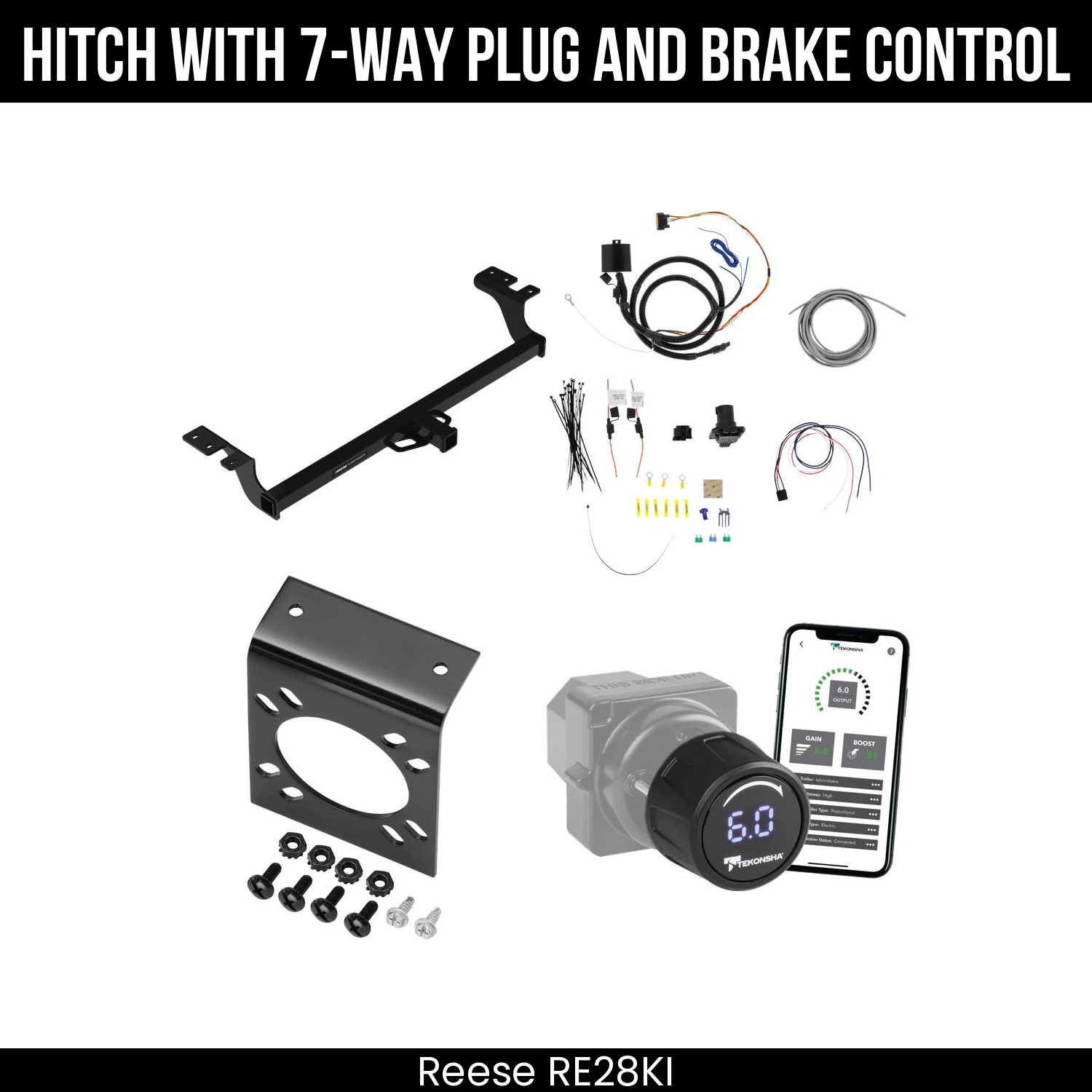 Reese RE28KI Hitch With 7 Way Plug And Brake Control Bundle Featureimg