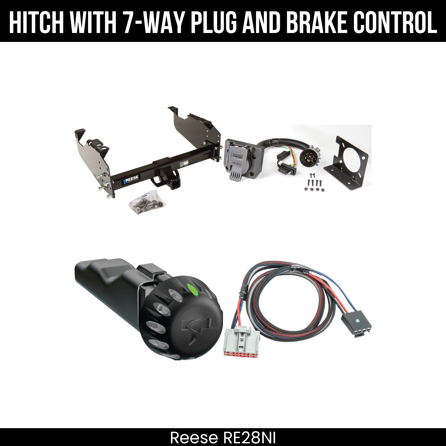 Reese RE28NI Hitch With 7 Way Plug And Brake Control Bundle Featureimg