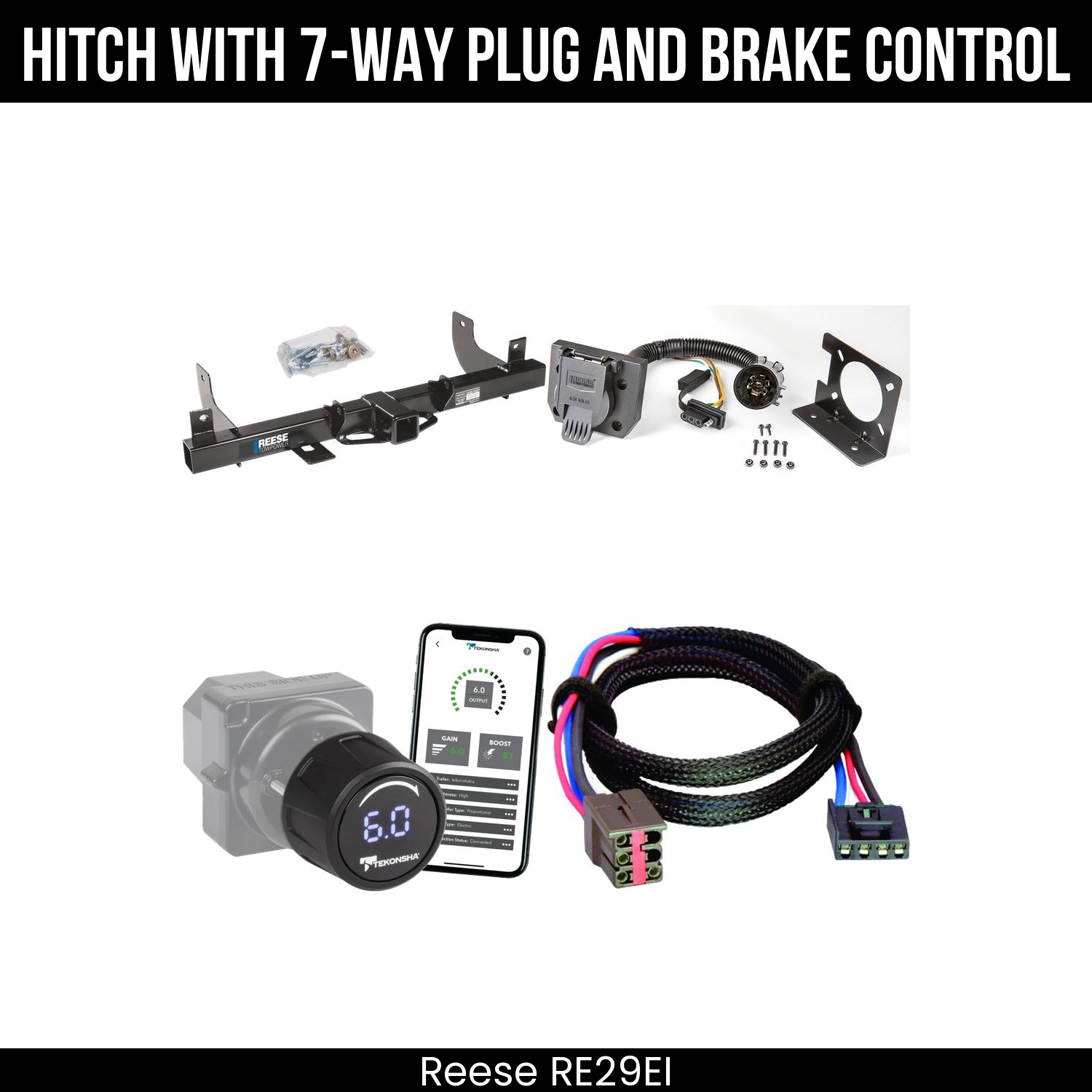 Reese RE29EI Hitch With 7 Way Plug And Brake Control Bundle Featureimg