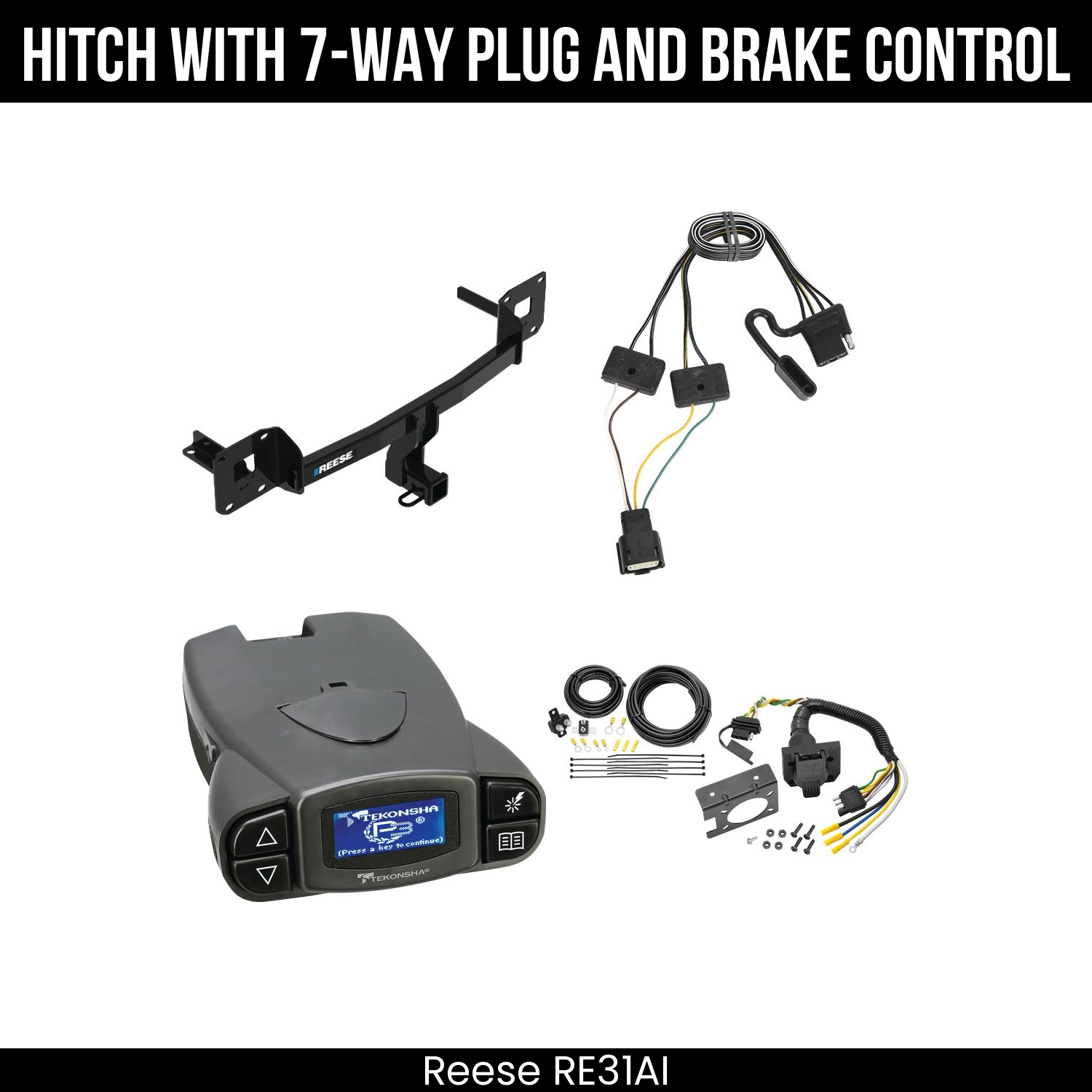 Reese RE31AI Hitch With 7 Way Plug And Brake Control Bundle Featureimg