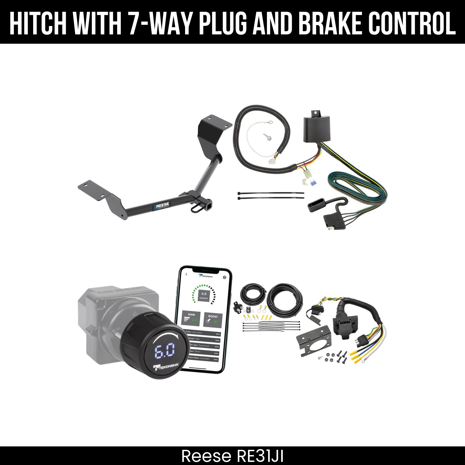 Reese RE31JI Hitch With 7 Way Plug And Brake Control Bundle Featureimg