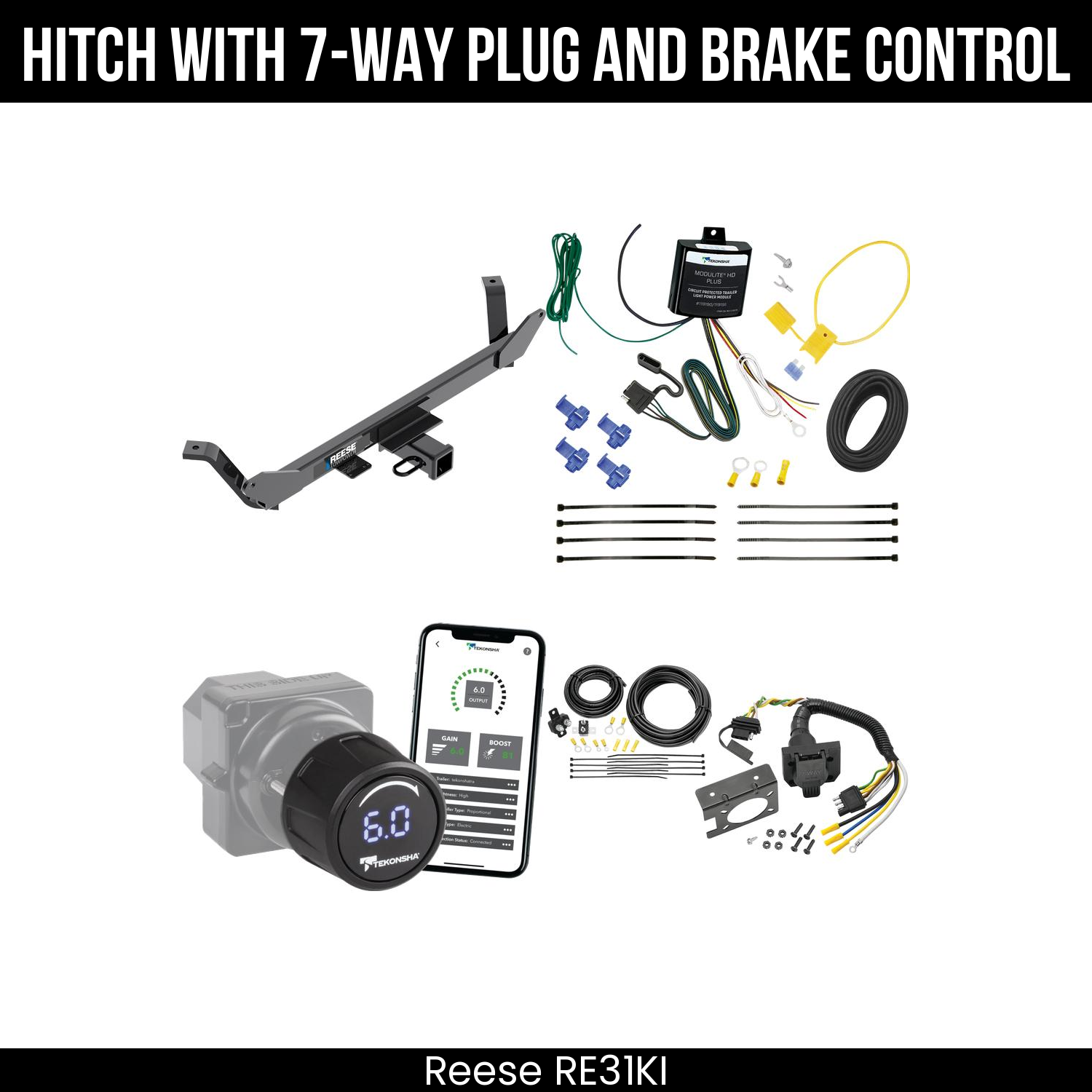Reese RE31KI Hitch With 7 Way Plug And Brake Control Bundle Featureimg