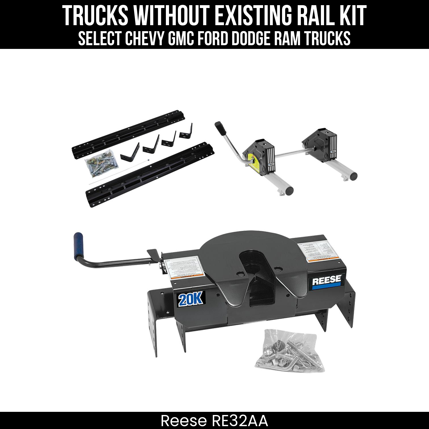 5th Wheel Hitch Mounting Rail & Bracket Kit,5th Wheel Round Tube Slider,5th Wheel Hitch