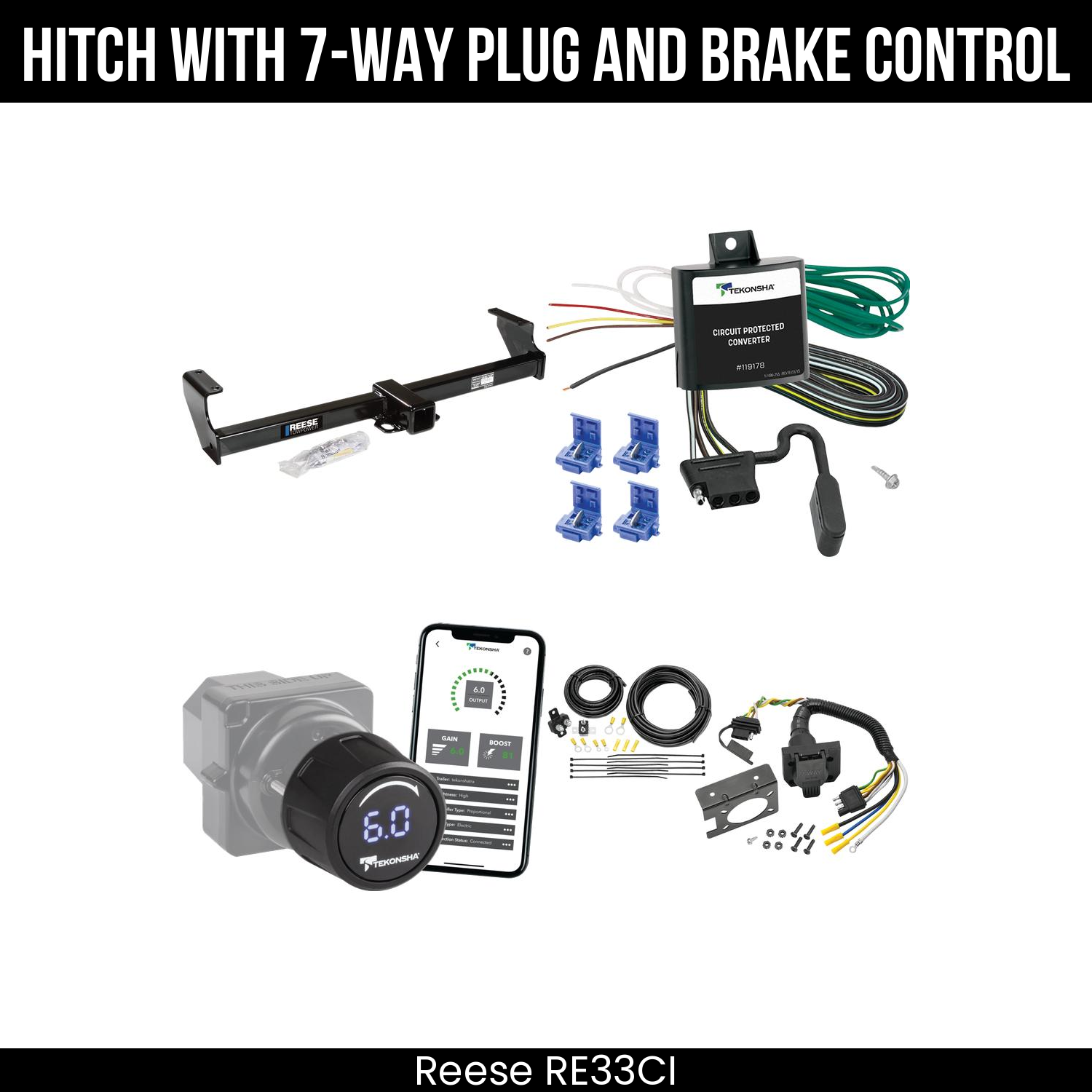 Reese RE33CI Hitch With 7 Way Plug And Brake Control Bundle Featureimg