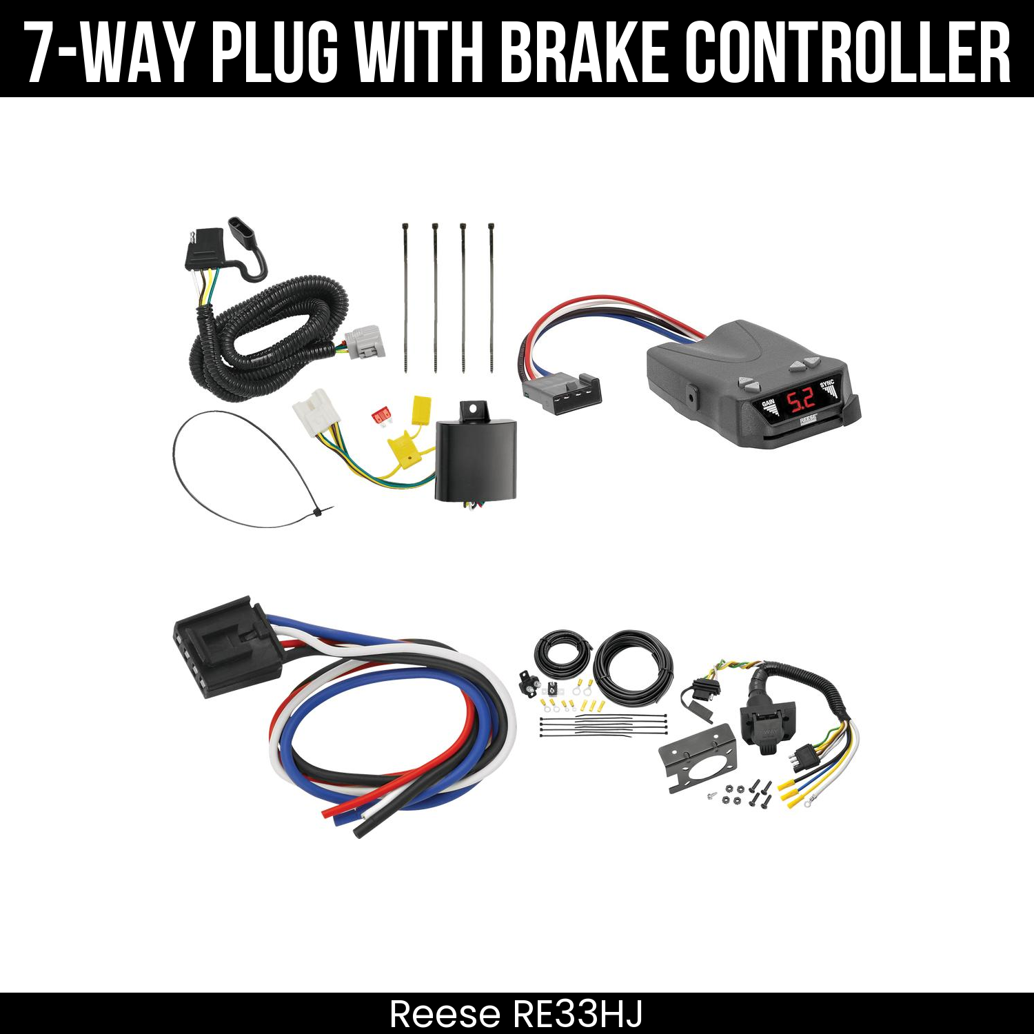 Trailer Wiring 7-Way Plug w/ Bracket , Reese Brakeman IV Brake Control