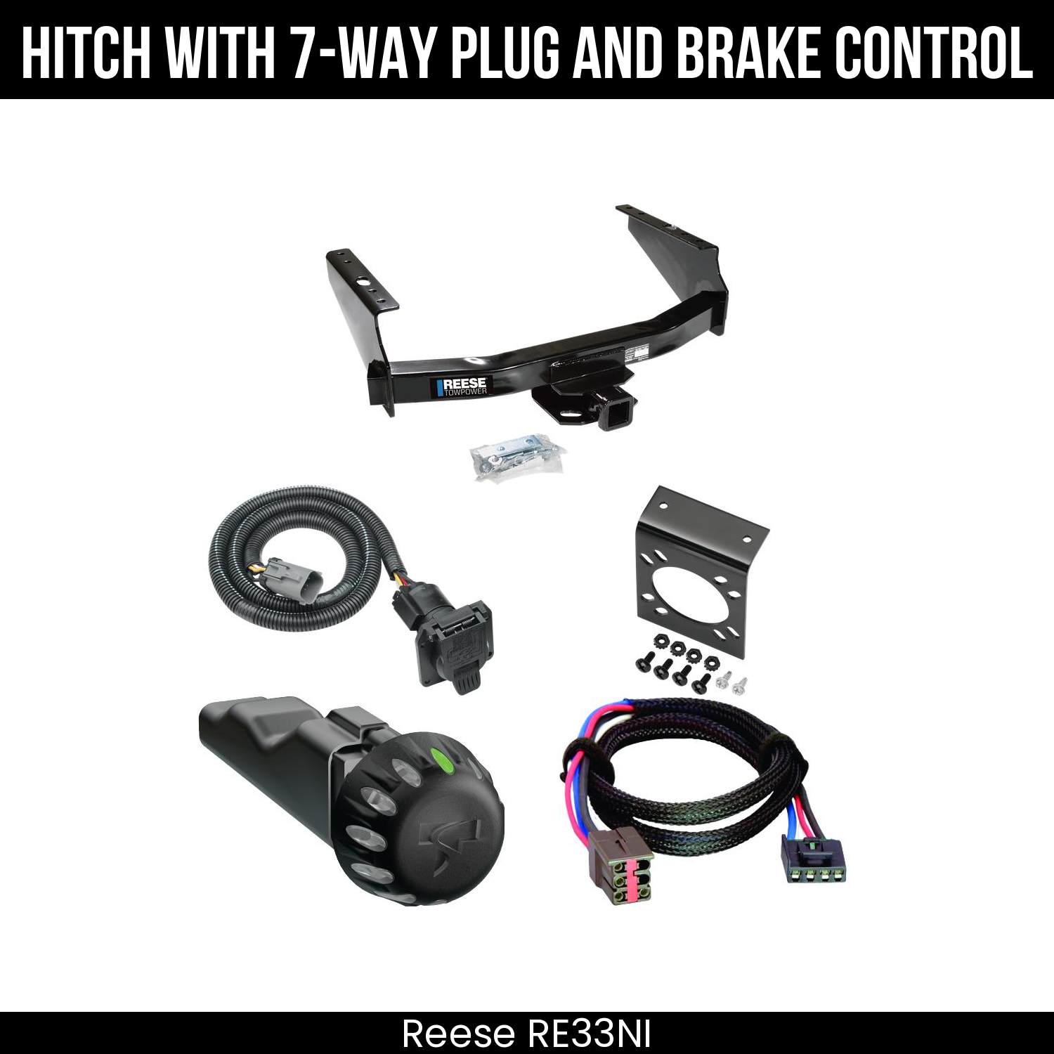 Reese RE33NI Hitch With 7 Way Plug And Brake Control Bundle Featureimg